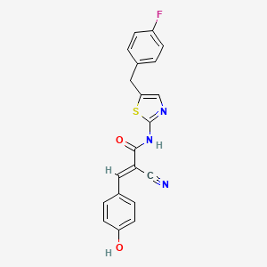 molecular formula C20H14FN3O2S B7731066 (2E)-2-cyano-N-[5-(4-fluorobenzyl)-1,3-thiazol-2-yl]-3-(4-hydroxyphenyl)prop-2-enamide 