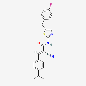 molecular formula C23H20FN3OS B7731071 (2E)-2-cyano-N-[5-(4-fluorobenzyl)-1,3-thiazol-2-yl]-3-[4-(propan-2-yl)phenyl]prop-2-enamide 