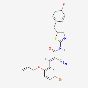 molecular formula C23H17BrFN3O2S B7731074 (E)-3-(2-(allyloxy)-5-bromophenyl)-2-cyano-N-(5-(4-fluorobenzyl)thiazol-2-yl)acrylamide 