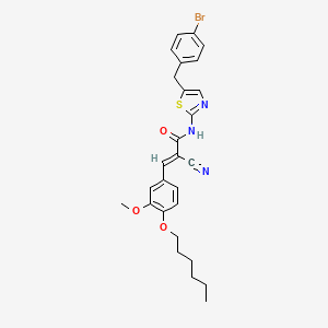 (E)-N-[5-[(4-bromophenyl)methyl]-1,3-thiazol-2-yl]-2-cyano-3-(4-hexoxy-3-methoxyphenyl)prop-2-enamide