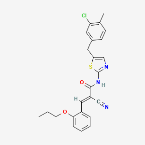 molecular formula C24H22ClN3O2S B7731109 (2E)-N-[5-(3-chloro-4-methylbenzyl)-1,3-thiazol-2-yl]-2-cyano-3-(2-propoxyphenyl)prop-2-enamide 