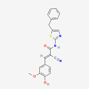 molecular formula C21H17N3O3S B7731121 (2E)-N-(5-benzyl-1,3-thiazol-2-yl)-2-cyano-3-(4-hydroxy-3-methoxyphenyl)prop-2-enamide 