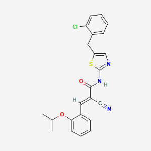 molecular formula C23H20ClN3O2S B7731122 (2E)-N-[5-(2-chlorobenzyl)-1,3-thiazol-2-yl]-2-cyano-3-[2-(propan-2-yloxy)phenyl]prop-2-enamide 