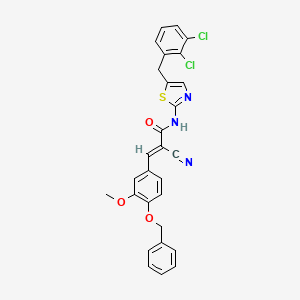 (E)-2-cyano-N-[5-[(2,3-dichlorophenyl)methyl]-1,3-thiazol-2-yl]-3-(3-methoxy-4-phenylmethoxyphenyl)prop-2-enamide