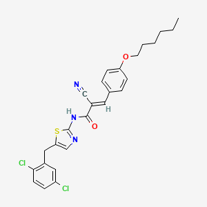 molecular formula C26H25Cl2N3O2S B7731141 (E)-2-cyano-N-[5-[(2,5-dichlorophenyl)methyl]-1,3-thiazol-2-yl]-3-(4-hexoxyphenyl)prop-2-enamide 