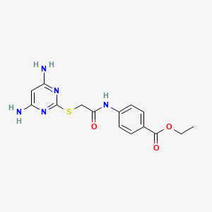 molecular formula C15H17N5O3S B7731148 Ethyl 4-({[(4,6-diaminopyrimidin-2-yl)sulfanyl]acetyl}amino)benzoate 