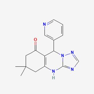 molecular formula C16H17N5O B7731333 6,6-dimethyl-9-(3-pyridyl)-5,6,7,9-tetrahydro[1,2,4]triazolo[5,1-b]quinazolin-8(4H)-one 