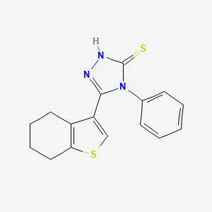 molecular formula C16H15N3S2 B7731387 4-phenyl-5-(4,5,6,7-tetrahydrobenzo[b]thiophen-3-yl)-4H-1,2,4-triazole-3-thiol 