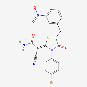 molecular formula C19H13BrN4O4S B7731420 (2Z)-2-[3-(4-bromophenyl)-5-(3-nitrobenzyl)-4-oxo-1,3-thiazolidin-2-ylidene]-2-cyanoethanamide 