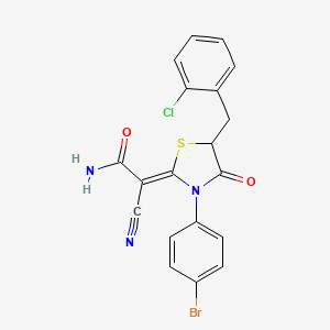 molecular formula C19H13BrClN3O2S B7731472 (2Z)-2-[3-(4-bromophenyl)-5-(2-chlorobenzyl)-4-oxo-1,3-thiazolidin-2-ylidene]-2-cyanoethanamide 