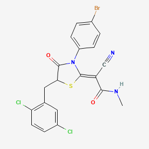 molecular formula C20H14BrCl2N3O2S B7731481 (2Z)-2-[3-(4-bromophenyl)-5-[(2,5-dichlorophenyl)methyl]-4-oxo-1,3-thiazolidin-2-ylidene]-2-cyano-N-methylacetamide 