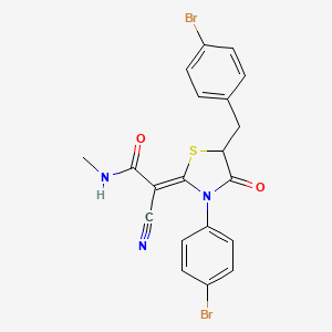 (2Z)-2-[3-(4-bromophenyl)-5-[(4-bromophenyl)methyl]-4-oxo-1,3-thiazolidin-2-ylidene]-2-cyano-N-methylacetamide
