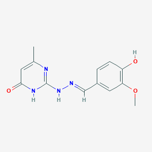 molecular formula C13H14N4O3 B7731536 4-Hydroxy-3-methoxybenzaldehyde (4-methyl-6-oxo-1,6-dihydropyrimidin-2-yl)hydrazone 