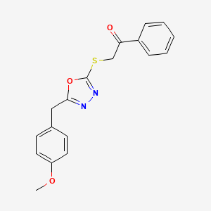 molecular formula C18H16N2O3S B7731553 2-{[5-(4-Methoxybenzyl)-1,3,4-oxadiazol-2-yl]sulfanyl}-1-phenylethanone 