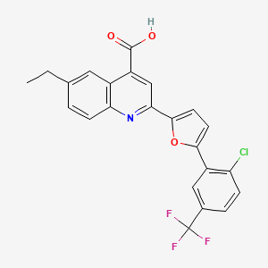 molecular formula C23H15ClF3NO3 B7731576 2-{5-[2-Chloro-5-(trifluoromethyl)phenyl]furan-2-yl}-6-ethylquinoline-4-carboxylic acid 