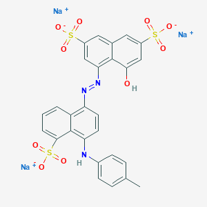 molecular formula C27H18N3Na3O10S3 B077316 Trisodium 4-hydroxy-5-[[5-sulfonato-4-[(p-tolyl)amino]naphthyl]azo]naphthalene-2,7-disulfonate CAS No. 10359-95-2