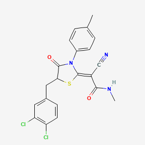 (2Z)-2-cyano-2-[5-(3,4-dichlorobenzyl)-3-(4-methylphenyl)-4-oxo-1,3-thiazolidin-2-ylidene]-N-methylethanamide