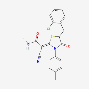 molecular formula C21H18ClN3O2S B7731648 (2Z)-2-[5-(2-chlorobenzyl)-3-(4-methylphenyl)-4-oxo-1,3-thiazolidin-2-ylidene]-2-cyano-N-methylethanamide 