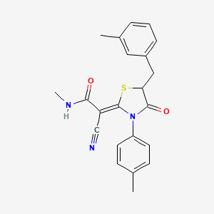 molecular formula C22H21N3O2S B7731653 (2Z)-2-cyano-N-methyl-2-[5-(3-methylbenzyl)-3-(4-methylphenyl)-4-oxo-1,3-thiazolidin-2-ylidene]ethanamide 