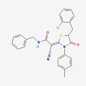 molecular formula C27H22ClN3O2S B7731677 (2Z)-N-benzyl-2-[5-(2-chlorobenzyl)-3-(4-methylphenyl)-4-oxo-1,3-thiazolidin-2-ylidene]-2-cyanoethanamide 