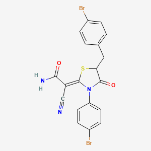molecular formula C19H13Br2N3O2S B7731701 (2Z)-2-[3-(4-bromophenyl)-5-[(4-bromophenyl)methyl]-4-oxo-1,3-thiazolidin-2-ylidene]-2-cyanoacetamide 