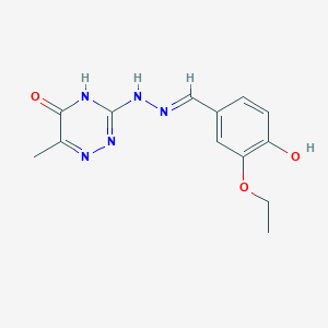 molecular formula C13H15N5O3 B7731728 3-Ethoxy-4-hydroxybenzaldehyde (6-methyl-5-oxo-4,5-dihydro-1,2,4-triazin-3-yl)hydrazone 