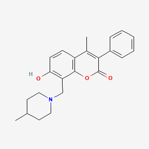 molecular formula C23H25NO3 B7731814 7-hydroxy-4-methyl-8-[(4-methylpiperidin-1-yl)methyl]-3-phenyl-2H-chromen-2-one 