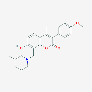 molecular formula C24H27NO4 B7731822 7-hydroxy-3-(4-methoxyphenyl)-4-methyl-8-[(3-methylpiperidin-1-yl)methyl]-2H-chromen-2-one 