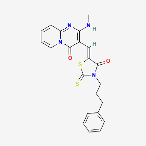 molecular formula C22H20N4O2S2 B7731918 2-(methylamino)-3-{(Z)-[4-oxo-3-(3-phenylpropyl)-2-thioxo-1,3-thiazolidin-5-ylidene]methyl}-4H-pyrido[1,2-a]pyrimidin-4-one 