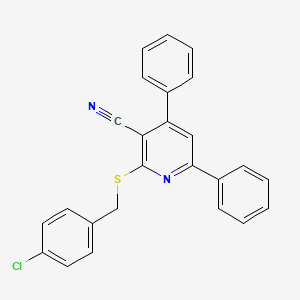 molecular formula C25H17ClN2S B7731948 2-(4-Chloro-benzylsulfanyl)-4,6-diphenyl-nicotinonitrile 