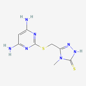 molecular formula C8H11N7S2 B7731986 3-(((4,6-diaminopyrimidin-2-yl)thio)methyl)-4-methyl-1H-1,2,4-triazole-5(4H)-thione 