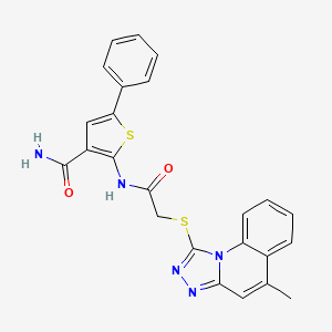 molecular formula C24H19N5O2S2 B7732131 2-({[(5-Methyl[1,2,4]triazolo[4,3-a]quinolin-1-yl)thio]acetyl}amino)-5-phenylthiophene-3-carboxamide 
