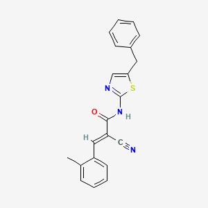 molecular formula C21H17N3OS B7732172 (2E)-N-(5-benzyl-1,3-thiazol-2-yl)-2-cyano-3-(2-methylphenyl)prop-2-enamide 
