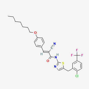 (E)-N-[5-[[2-chloro-5-(trifluoromethyl)phenyl]methyl]-1,3-thiazol-2-yl]-2-cyano-3-(4-heptoxyphenyl)prop-2-enamide