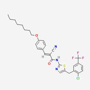 (E)-N-[5-[[2-chloro-5-(trifluoromethyl)phenyl]methyl]-1,3-thiazol-2-yl]-2-cyano-3-(4-octoxyphenyl)prop-2-enamide