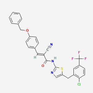 (E)-N-[5-[[2-chloro-5-(trifluoromethyl)phenyl]methyl]-1,3-thiazol-2-yl]-2-cyano-3-(4-phenylmethoxyphenyl)prop-2-enamide