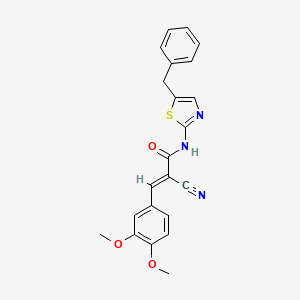 molecular formula C22H19N3O3S B7732229 (2E)-N-(5-benzyl-1,3-thiazol-2-yl)-2-cyano-3-(3,4-dimethoxyphenyl)prop-2-enamide 