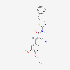 molecular formula C24H23N3O3S B7732230 (2E)-N-(5-benzyl-1,3-thiazol-2-yl)-2-cyano-3-(3-methoxy-4-propoxyphenyl)prop-2-enamide 