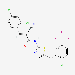 molecular formula C21H11Cl3F3N3OS B7732252 (E)-N-[5-[[2-chloro-5-(trifluoromethyl)phenyl]methyl]-1,3-thiazol-2-yl]-2-cyano-3-(2,4-dichlorophenyl)prop-2-enamide 
