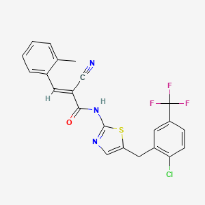 molecular formula C22H15ClF3N3OS B7732253 (2E)-N-{5-[2-chloro-5-(trifluoromethyl)benzyl]-1,3-thiazol-2-yl}-2-cyano-3-(2-methylphenyl)prop-2-enamide 