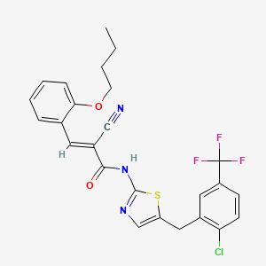 (E)-3-(2-butoxyphenyl)-N-(5-(2-chloro-5-(trifluoromethyl)benzyl)thiazol-2-yl)-2-cyanoacrylamide