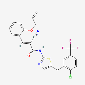 molecular formula C24H17ClF3N3O2S B7732263 (E)-N-[5-[[2-chloro-5-(trifluoromethyl)phenyl]methyl]-1,3-thiazol-2-yl]-2-cyano-3-(2-prop-2-enoxyphenyl)prop-2-enamide 