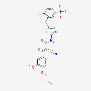 molecular formula C25H21ClF3N3O3S B7732282 (E)-N-[5-[[2-chloro-5-(trifluoromethyl)phenyl]methyl]-1,3-thiazol-2-yl]-2-cyano-3-(3-methoxy-4-propoxyphenyl)prop-2-enamide 