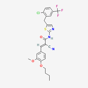 (E)-3-(4-butoxy-3-methoxyphenyl)-N-[5-[[2-chloro-5-(trifluoromethyl)phenyl]methyl]-1,3-thiazol-2-yl]-2-cyanoprop-2-enamide