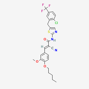 molecular formula C27H25ClF3N3O3S B7732297 (E)-N-[5-[[2-chloro-5-(trifluoromethyl)phenyl]methyl]-1,3-thiazol-2-yl]-2-cyano-3-(3-methoxy-4-pentoxyphenyl)prop-2-enamide 