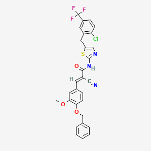 (E)-N-[5-[[2-chloro-5-(trifluoromethyl)phenyl]methyl]-1,3-thiazol-2-yl]-2-cyano-3-(3-methoxy-4-phenylmethoxyphenyl)prop-2-enamide