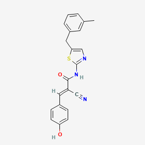 molecular formula C21H17N3O2S B7732337 (2E)-2-cyano-3-(4-hydroxyphenyl)-N-[5-(3-methylbenzyl)-1,3-thiazol-2-yl]prop-2-enamide 