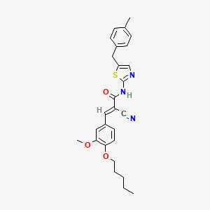 molecular formula C27H29N3O3S B7732401 (2E)-2-cyano-3-[3-methoxy-4-(pentyloxy)phenyl]-N-[5-(4-methylbenzyl)-1,3-thiazol-2-yl]prop-2-enamide 