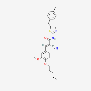 molecular formula C28H31N3O3S B7732402 (2E)-2-cyano-3-[4-(hexyloxy)-3-methoxyphenyl]-N-[5-(4-methylbenzyl)-1,3-thiazol-2-yl]prop-2-enamide 