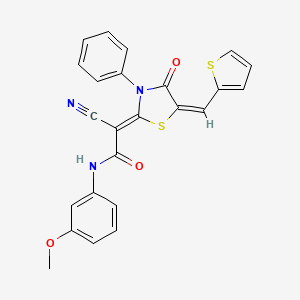 molecular formula C24H17N3O3S2 B7732445 (2Z)-2-cyano-N-(3-methoxyphenyl)-2-[(5E)-4-oxo-3-phenyl-5-(thiophen-2-ylmethylidene)-1,3-thiazolidin-2-ylidene]ethanamide 